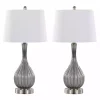 Gray Crackle Glass Teardrop Table Lamps, Set of 2
