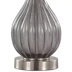 Gray Crackle Glass Teardrop Table Lamps, Set of 2