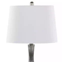 Gray Crackle Glass Teardrop Table Lamps, Set of 2