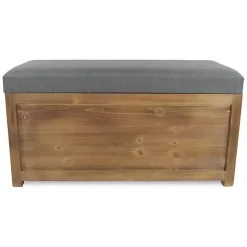 Gray Cushioned Storage Benches, Set of 2