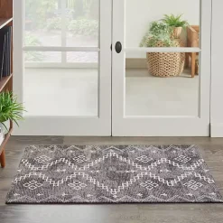 Gray Distressed Geo Markings Accent Rug, 2x3