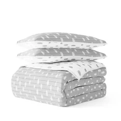 Gray Dotted Reversible 3-pc. King Quilt Set