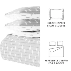 Gray Dotted Reversible 3-pc. King Quilt Set