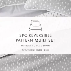 Gray Dotted Reversible 3-pc. King Quilt Set