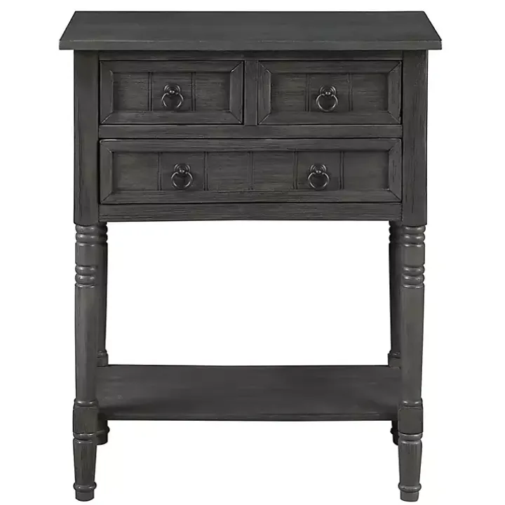 Gray 3-Drawer Turned Legs Accent Table