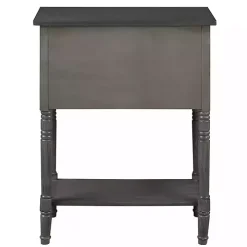 Gray 3-Drawer Turned Legs Accent Table