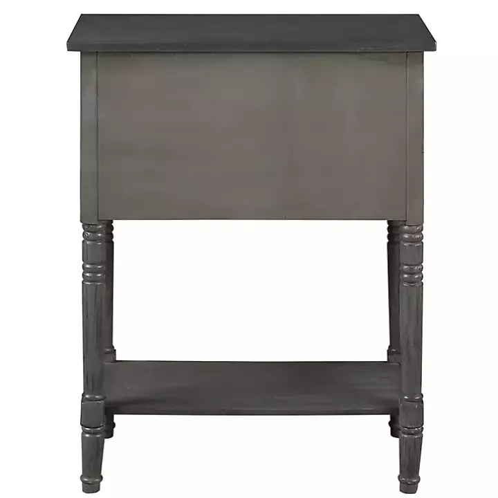 Gray 3-Drawer Turned Legs Accent Table