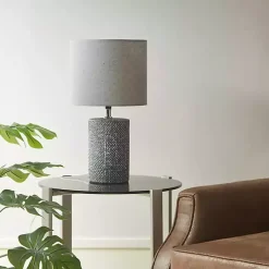 Gray Embossed Ceramic Bayard Table Lamp