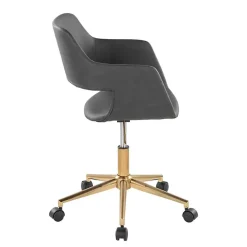 Gray Faux Leather & Gold Marshall Office Chair