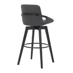 Gray Faux Leather Baylor Swivel Bar Stool