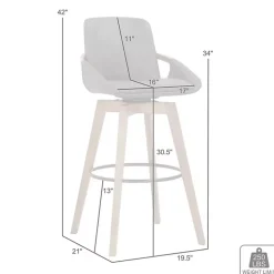 Gray Faux Leather Baylor Swivel Bar Stool