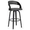 Gray Faux Leather Black Wood Sally Counter Stool