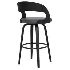 Gray Faux Leather Black Wood Sally Counter Stool