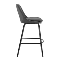 Gray Faux Leather Carise Swivel Counter Stool