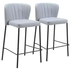 Gray Faux Leather Liddy Counter Stools, Set of 2