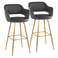 Gray Faux Leather Marge Bar Stools, Set of 2