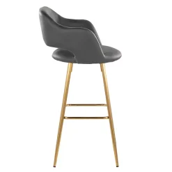 Gray Faux Leather Marge Bar Stools, Set of 2