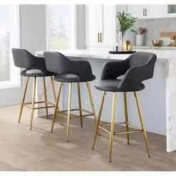 Gray Faux Leather Marge Counter Stools, Set of 2