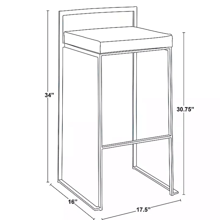 Gray Faux Leather Stackable Bar Stools, Set of 2