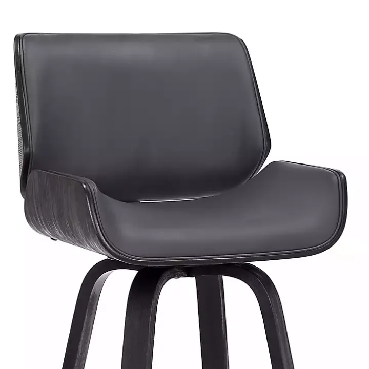Gray Faux Leather Tyler Swivel Bar Stool