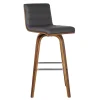 Gray Faux Leather Vienna Swivel Counter Stool