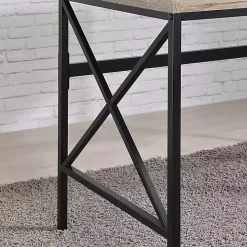 Gray Finish X Frame Wooden Hinged Top Desk