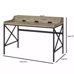 Gray Finish X Frame Wooden Hinged Top Desk