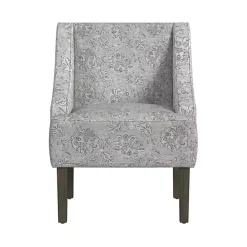 Gray Floral Swoop Accent Chair
