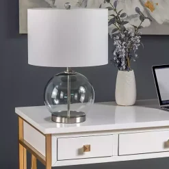 Gray Glass Globe Table Lamp