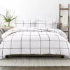 Gray Grid Plaid 3-pc. Micro Queen Duvet Cover Set
