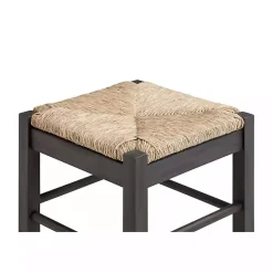 Gray Handwoven Square Wooden Counter Stool