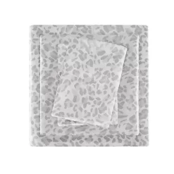 Gray Leopard Print Satin 3-pc. Twin Sheet Set