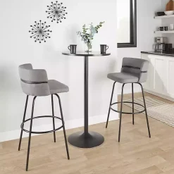 Gray Metal Cinch Swivel Bar Stools, Set of 2