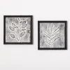 Gray Metal Raised Leaf Wall Plaques, Set of 2