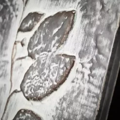 Gray Metal Raised Leaf Wall Plaques, Set of 2