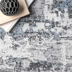 Gray Modern Abstract Washable Runner
