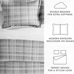 Gray Plaid Polka Dot 2-pc. Twin Duvet Cover Set