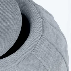 Gray Rounded Oval Storage Ottoman