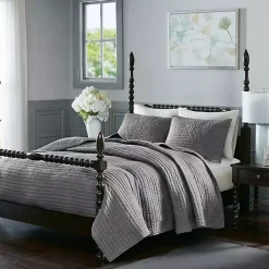 Gray Serene Quilted 3-pc. King Coverlet Set
