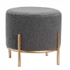 Gray Sherpa Upholstered Round Ottoman