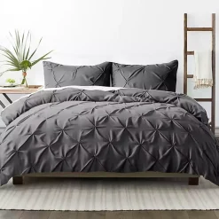 Gray Soft Pinched 3-pc. Queen Duvet Cover Set