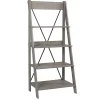 Gray Solid Wood Ladder Bookshelf