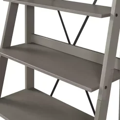 Gray Solid Wood Ladder Bookshelf