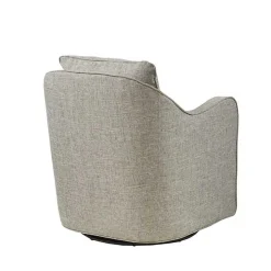 Gray Swivel Upholstered Wide Seat Accent Chair