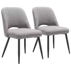 Gray Teddy Upholstered Dining Chairs, Set of 2