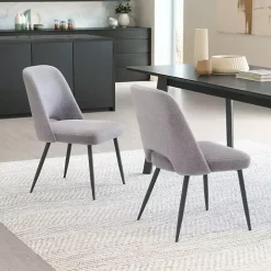 Gray Teddy Upholstered Dining Chairs, Set of 2