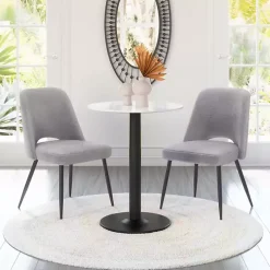 Gray Teddy Upholstered Dining Chairs, Set of 2