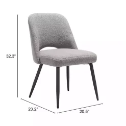 Gray Teddy Upholstered Dining Chairs, Set of 2