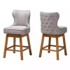 Gray Tufted Back Swivel Counter Stools, Set of 2