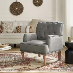 Gray Tufted Britt Accent Chair